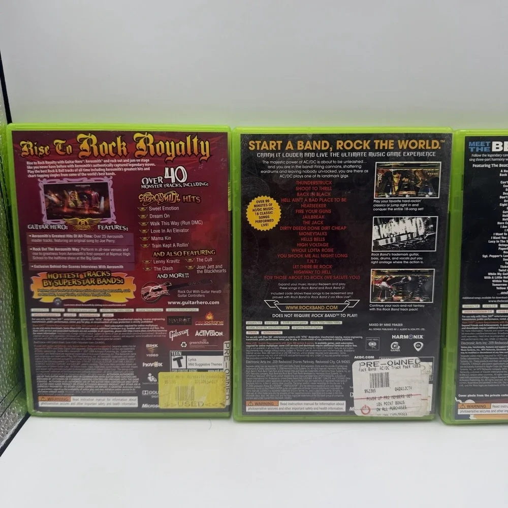 Xbox 360 Guitar Hero & Rock Band Game Lot CIB Tested Working Beatles AC/DC